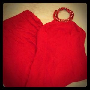 Red formal gown